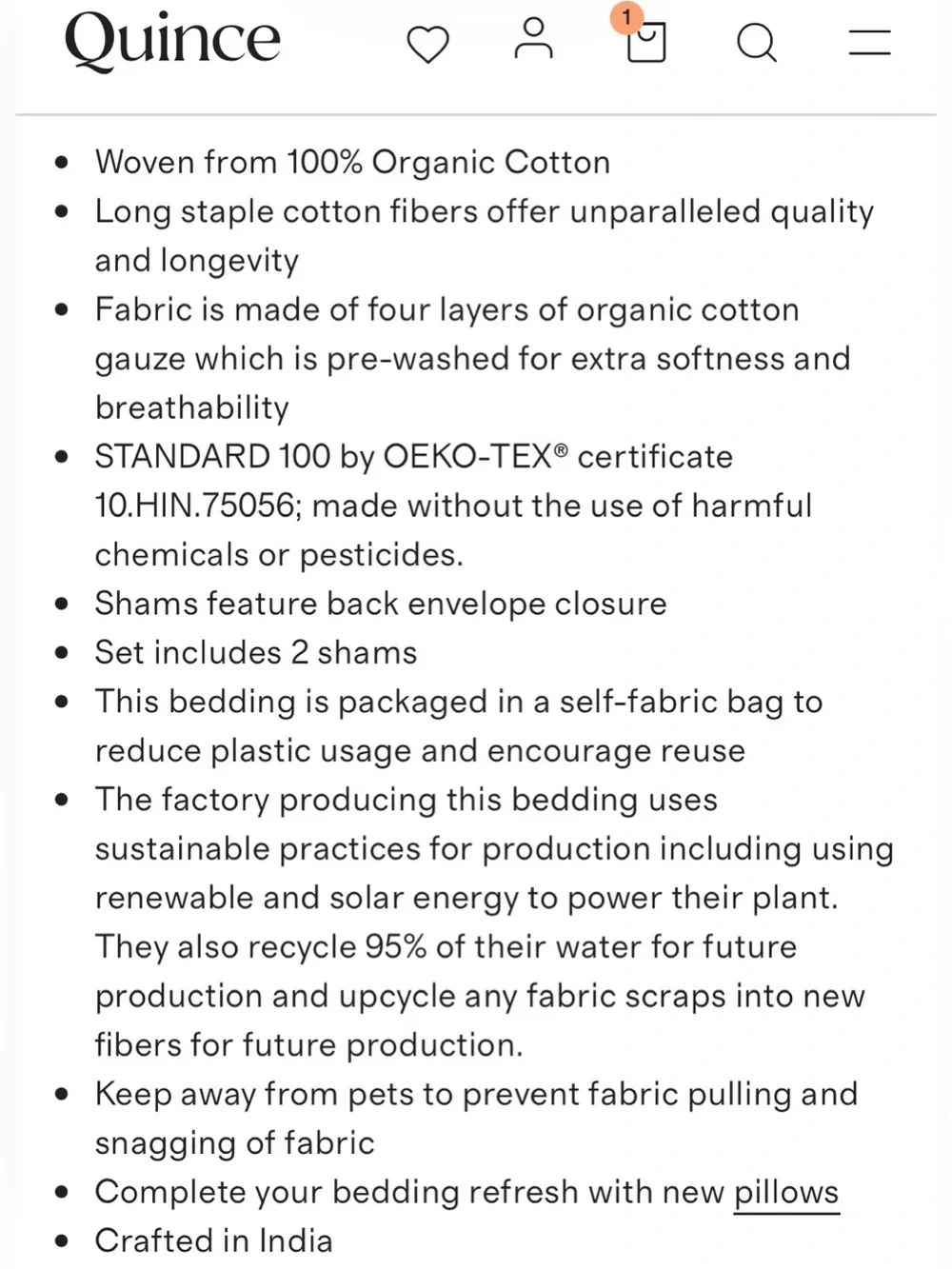 NWOT Quince Organic Cotton Gauze Sham Set, King (Olive)